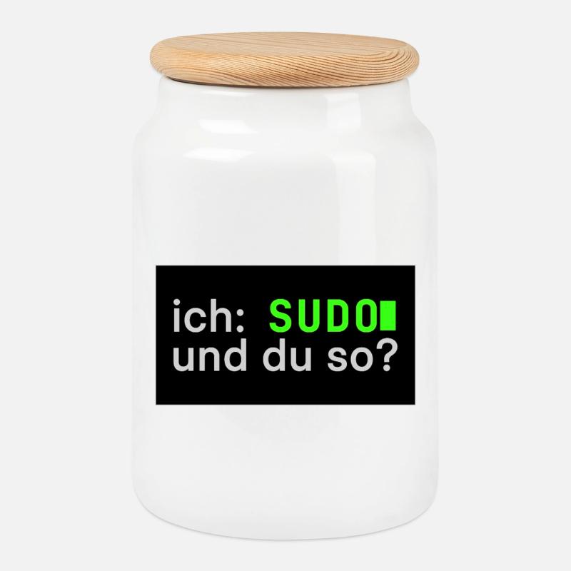 ich: SUDO und du so? Linux Sticker Design - Keksdose mit Holzdeckel - Weiß