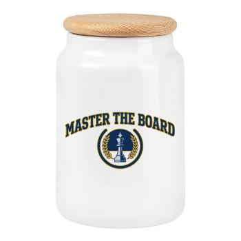 Maître de l'Échiquier Blason Roi Échecs Premium - Boîte à biscuits avec couvercle en bois - blanc - Devant