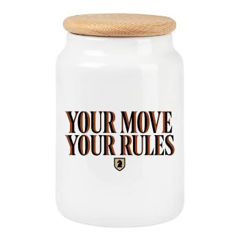 Chess Your Move Your Rules - Cavalier Design - Cookie Jar with Wooden Lid - white - Front