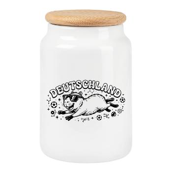 Deutschland Capybara - Keksdose mit Holzdeckel - Weiß - Vorne