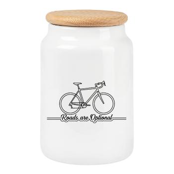 Les routes sont optionnelles pour l’art de la ligne de gravel - Boîte à biscuits avec couvercle en bois - blanc - Devant