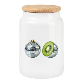 Kiwi Disco Mirror Ball - Cookie Jar with Wooden Lid - white - Front