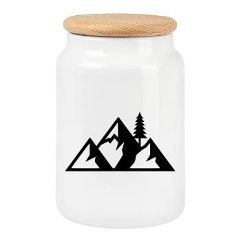 Berge Tannen Wald Silhouette - Keksdose mit Holzdeckel - Weiß - Vorne