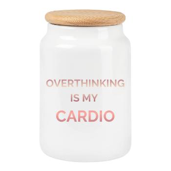 Overthinking Is My Cardio Gradient Text - Keksdose mit Holzdeckel - Weiß - Vorne