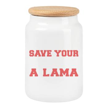 Save you drama for a lama - Keksdose mit Holzdeckel - Weiß - Vorne