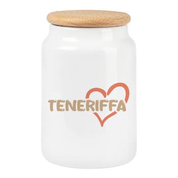 Holidays in Tenerife - Cookie Jar with Wooden Lid - white - Front