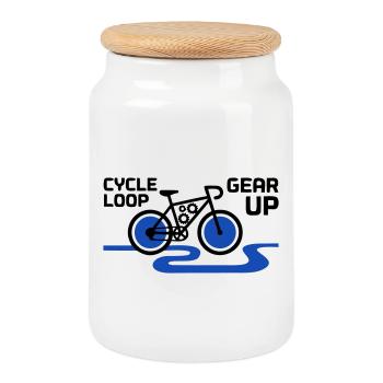 Boucle cycliste Motivation Gear Up - Boîte à biscuits avec couvercle en bois - blanc - Devant