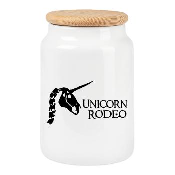 Unicorn Rodeo Skull Signet Lettering Logo - Keksdose mit Holzdeckel - Weiß - Vorne