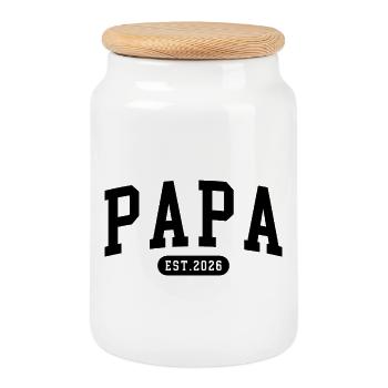Gift for Fathers-to-be Dad 2026 - Cookie Jar with Wooden Lid - white - Front