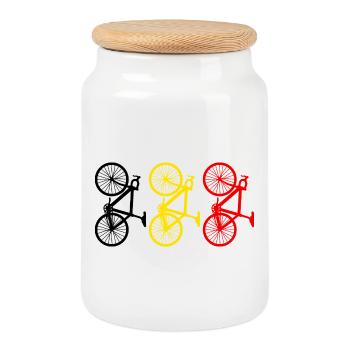 Cycling Belgium - Boîte à biscuits avec couvercle en bois - blanc - Devant