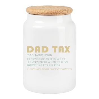 Taxe sur les pères : papa achète pour les enfants - Boîte à biscuits avec couvercle en bois - blanc - Devant