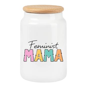 Feministin Mama - Keksdose mit Holzdeckel - Weiß - Vorne