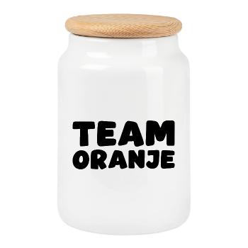 Team Oranje - Nederland - Netherlands Niederlande - Cookie Jar with Wooden Lid - white - Front