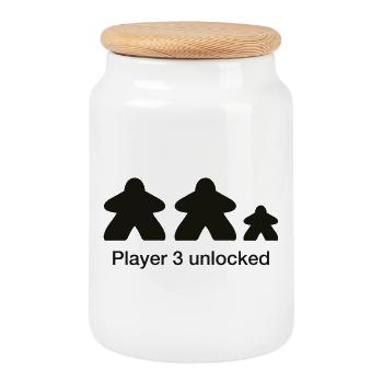 Player 3 Unlocked: Board game family - Cookie Jar with Wooden Lid - white - Front