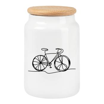 Fahrrad Fahrradfahren Fahrradfahrer - Keksdose mit Holzdeckel - Weiß - Vorne