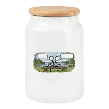 Savo Guys Duo 1 By Nature - Cookie Jar with Wooden Lid - white - Front