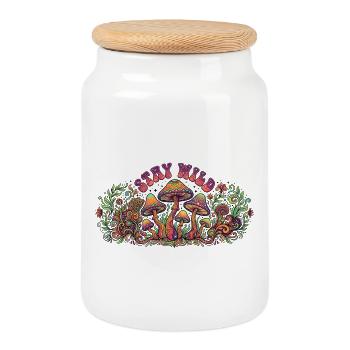 Stay Wild Pilze - Keksdose mit Holzdeckel - Weiß - Vorne