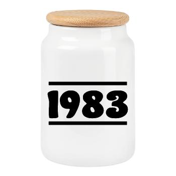 1983 Geburtstag 1983  - Keksdose mit Holzdeckel - Weiß - Vorne