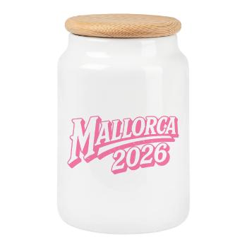 Majorque 2026 - Boîte à biscuits avec couvercle en bois - blanc - Devant