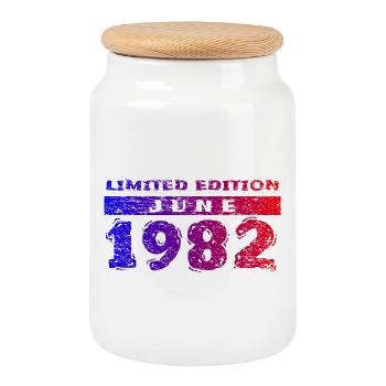 44. Geburtstag Limited Edition 06/1982 - Keksdose mit Holzdeckel - Weiß - Vorne