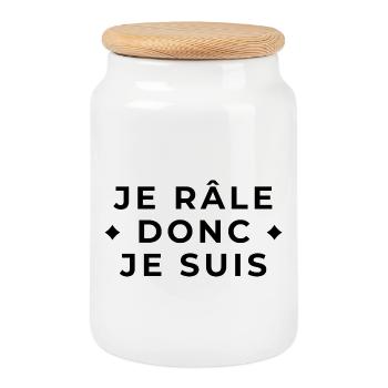 I Am Complaining Therefore I Am - French Humour - Cookie Jar with Wooden Lid - white - Front