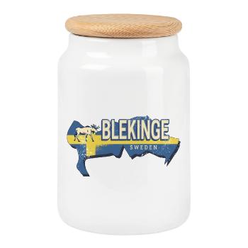 Blekinge en Suède Rétro Province avec carte - Boîte à biscuits avec couvercle en bois - blanc - Devant