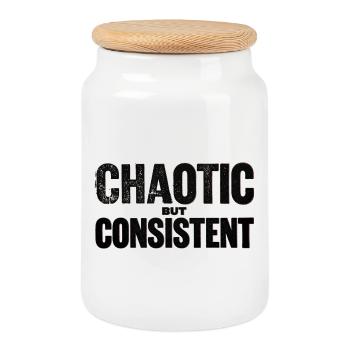 chaotic-but-consistent - Keksdose mit Holzdeckel - Weiß - Vorne