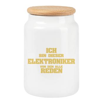 Arbeit Elektroniker - Keksdose mit Holzdeckel - Weiß - Vorne