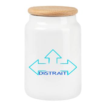 distracted - Cookie Jar with Wooden Lid - white - Front