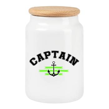 Anker Captain - Keksdose mit Holzdeckel - Weiß - Vorne