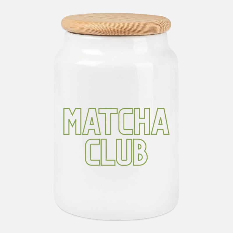 Matcha Club Logo - Keksdose mit Holzdeckel - Weiß