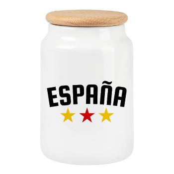 Spanien 3 Sterne Design - Keksdose mit Holzdeckel - Weiß - Vorne