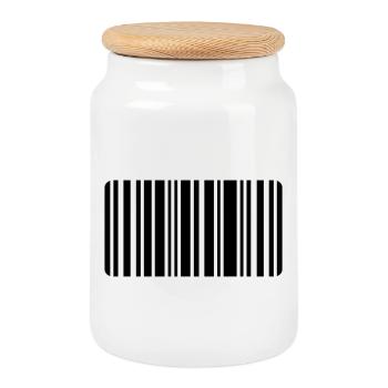 Barcode - Keksdose mit Holzdeckel - Weiß - Vorne