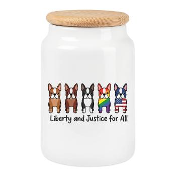 Mois de la fierté LGBTQ avec la liberté et la justice pour tous - Boîte à biscuits avec couvercle en bois - blanc - Devant