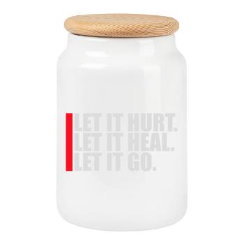 Laisse faire mal Laisse ça guérir Laisse partir Inspirant - Boîte à biscuits avec couvercle en bois - blanc - Devant