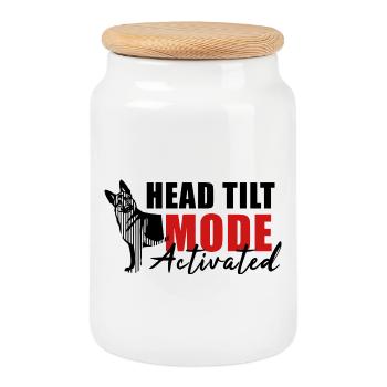 Schäfi Silhouette - Head Tilt linear German Shepherd - Cookie Jar with Wooden Lid - white - Front