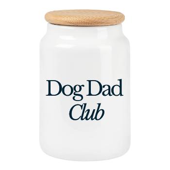 Emblème du club Dog Dad Club - Boîte à biscuits avec couvercle en bois - blanc - Devant