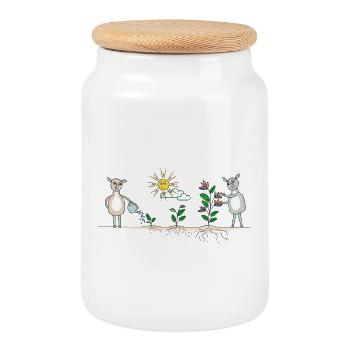 Llama Garden Colorful - Cookie Jar with Wooden Lid - white - Front
