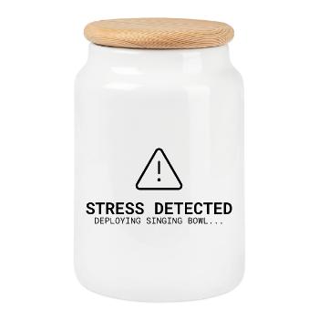 Stress Detected – Deploying Singing Bowl | Sound - Cookie Jar with Wooden Lid - white - Front