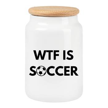 Was zum Teufel ist Soccer Funny Football-Trikot-Merch - Keksdose mit Holzdeckel - Weiß - Vorne
