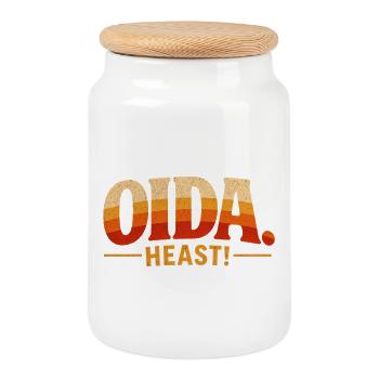 Oida heast Retro Sunset Typo - Cookie Jar with Wooden Lid - white - Front