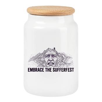 Umarme das Sufferfest - Keksdose mit Holzdeckel - Weiß - Vorne