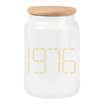 Digital Geburtstag Jahr 1976 - Keksdose mit Holzdeckel - Weiß - Vorne