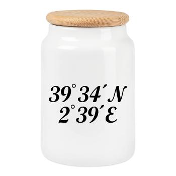 Palma de Mallorca Koordinaten - Keksdose mit Holzdeckel - Weiß - Vorne
