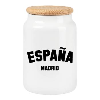 MADRID Spain Espana Spain - Cookie Jar with Wooden Lid - white - Front