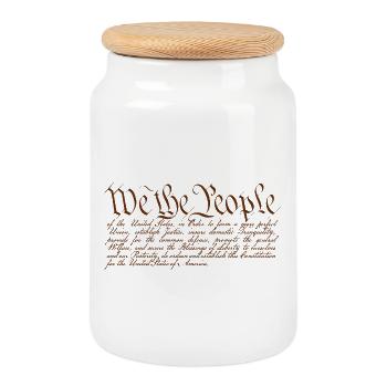 We the People - Cookie Jar with Wooden Lid - white - Front