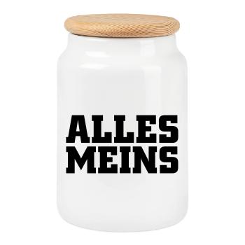 Alles meins - Keksdose mit Holzdeckel - Weiß - Vorne