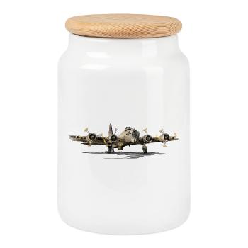 Bomber B-17 - Keksdose mit Holzdeckel - Weiß - Vorne