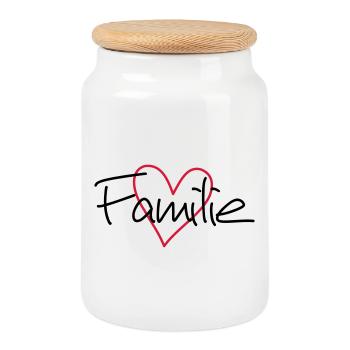 Family heart love community cohesion - Cookie Jar with Wooden Lid - white - Front