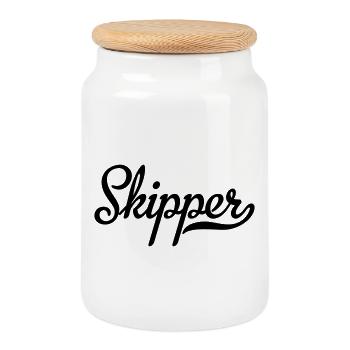 6061912 122177315 skipper - Cookie Jar with Wooden Lid - white - Front